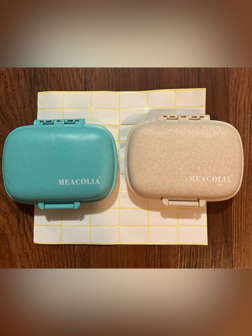 2 Travel Pill Boxes BPA Free - Aqua and Beige